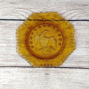 Vintage Amber Glass Patriotic Eagle Plate